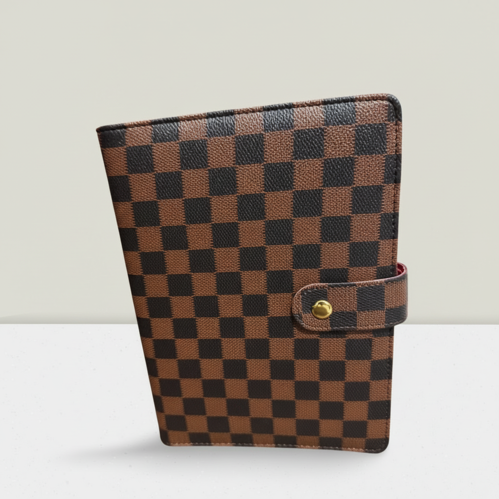A5 Checkered Luxury Planner Binder with Red Interior | Premium Organizer for Work and Life