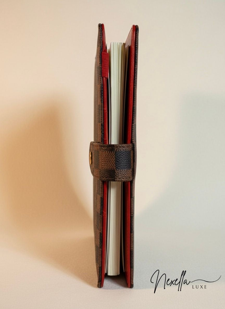 Nexella Luxe Signature Planner With Red Interior, A5 Checkered Luxury 6 Ring Planner