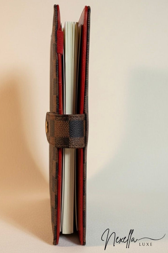 Nexella Luxe Signature Planner With Red Interior, A5 Checkered Luxury 6 Ring Planner