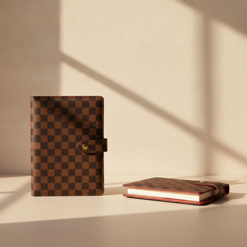 Nexella Luxe Signature A5 Checkered Planner | Red Interior | Gold Hardware