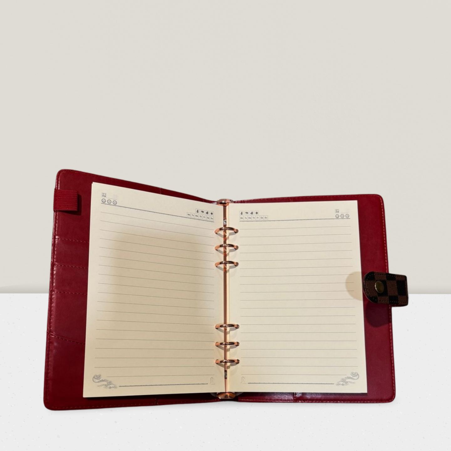 A5 Checkered Luxury Planner Binder with Red Interior | Premium Organizer for Work and Life