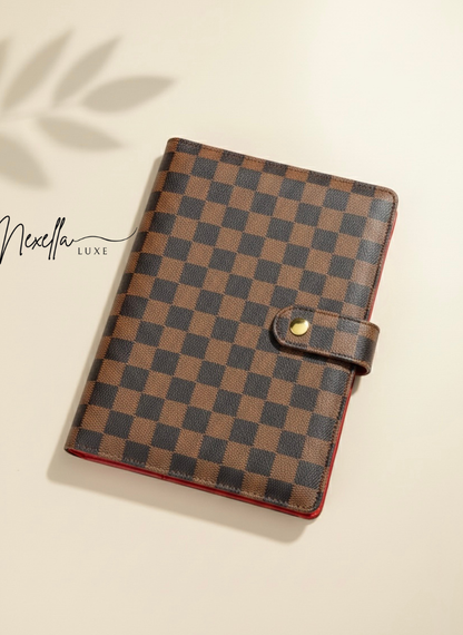 Nexella Luxe Signature A5 Checkered Planner | Red Interior | Gold Hardware