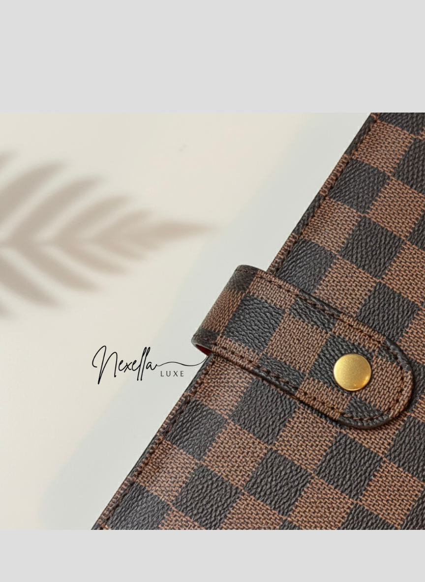 Nexella Luxe Signature Planner With Red Interior, A5 Checkered Luxury 6 Ring Planner